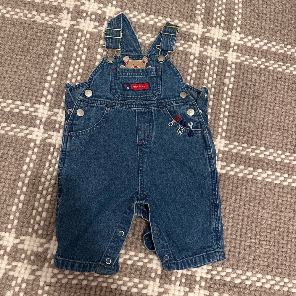 Carter's Blue Denim Overalls with Bear Detail